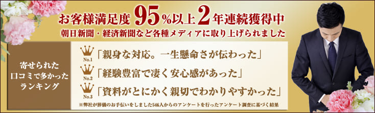 お客様満足度95%以上2年連続