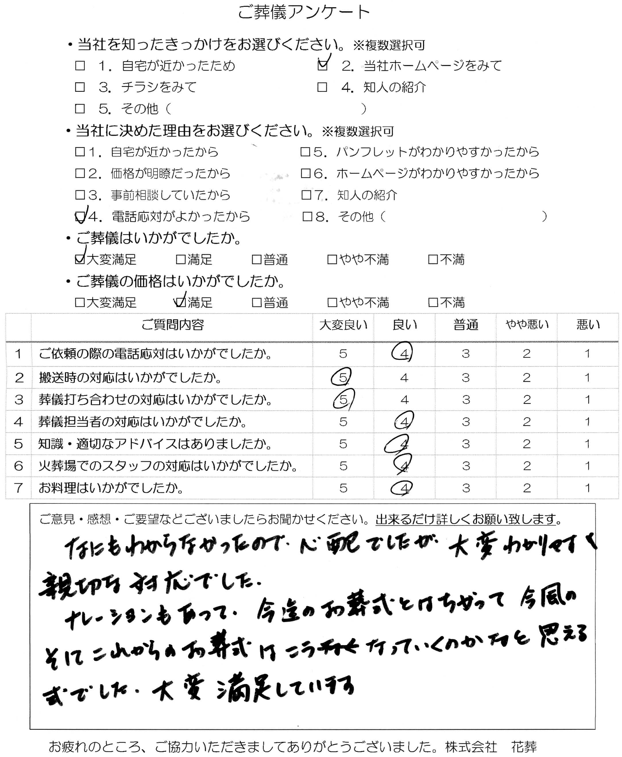 二日葬プランのお客様アンケート【2021年4月】川崎市・横浜市の葬儀 